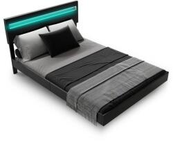 Juskys Ágykeret 140x200 cm fekete LED fejtámlával (301572)