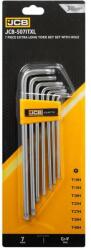 JCB Hosszú élettartamú TORX kulcs készlet 7 részes T10H-T40H L típusú Cr-V nyitott végű (F59737)