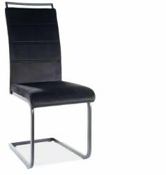 SIGNAL MEBLE H-441 Velvet Fekete Bársony Étkezőszék Matt Fém Vázzal