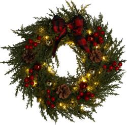 Chomik Karácsonyi koszorú LED 40 cm 40 L Zöld Masnival Elemes *4246 (CH-LED4246)
