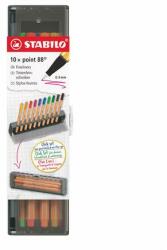 STABILO Tűfilc készlet, 0, 4 mm, STABILO Point 88, 10 db-os asztali készlet