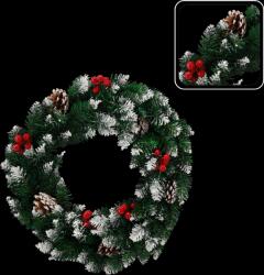 Chomik Karácsonyi Dekoráció - 40 cm-es Havas Koszorú Pávafüzérrel és Tojással *9070 (CH-UMI9070)