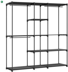  Nyitott szekrény 182x43x182 cm, fém, fekete, AST-E1002 BK