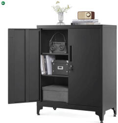  Komód 80x40x90 cm, fém, fekete, AUS-E1113 BK