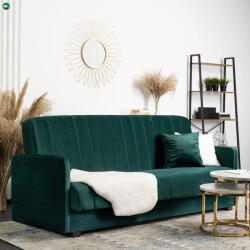 Mebel Elite 2 db kihúzható kanapé szett zöld velúr kárpitozással - PORTO