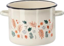 Chomik Enamellett Kazán 5, 5 L 22 Cm Krém Színű Levelekkel *2402 (ch-ema2402)
