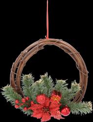 Chomik Karácsonyi Függő Koszorú 30 cm Rattan Piros *9663 (CH-ANT9663)