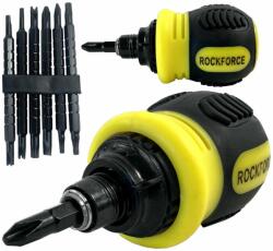 Rockforce Kétoldalas racsnis csavarhúzó állítható bitjeikkel és kapcsolóval (F51771)