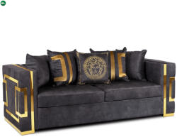 Mebel Elite PALLAZO 3S háromszemélyes kanapé, fekete/arany