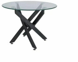 Signal Agis Kerek Edzett Üveg Dohányzóasztal Matt Fekete Vázzal