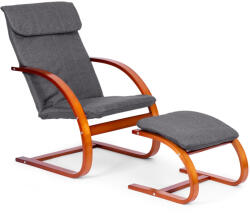 Homelux Finn hintaszék fa vázzal, lábtartóval mogyoróbarna - szürke (TXWQM-31-6-WALNUT) - geminiduo