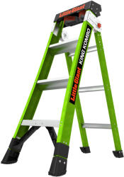 Little Giant Ladder Двураменна стълба от фибростъкло 4+2 стъпала KING KOMBO Industrial със звукова система Ground Cue (13470-001)