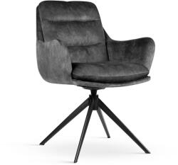 Atreve SOLUNA Forgó Fotel Sötétszürke Bársony Fekete Lábbal