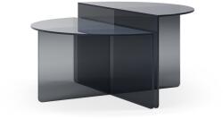 MOME Szürke üveg kerek dohányzóasztal szett 2 db-os ø 80 cm Velta - MOME