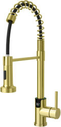 Welland FH-3113 mosogató csaptelep - kiemelhető multifunkciós fej - vízhőfok kijelző (arany)
