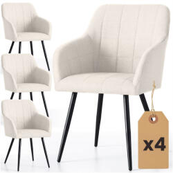 AKORD LUXANO kárpitozott szék Lumos szövet krém fekete lábak négyzetes steppelés 4 db (AKO-4xLUXANO-BEBS22)