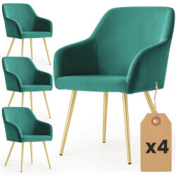 AKORD ESTELLE Tapicerowane Krzesło Welur Butelkowa Zeleń Złote Nogi (AKO-4xESTELLE-BGG)