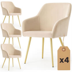 AKORD ESTELLE tapicerowane szék welur bézs arany lábakkal 4 db-os szett (AKO-4xESTELLE-BEG)