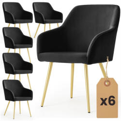 AKORD ESTELLE Étkezőszék Welúr Fekete Arany Lábakkal 6 db (AKO-6xESTELLE-BLG)