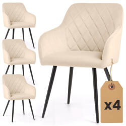 AKORD AKORD VELTO tapicerowane krzesło welur bézs rombusz pikowany fekete lábak 4 db-os szett (AKO-4xVELTO-BEB)