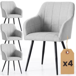 AKORD AKORD LUXANO kárpitozott szék Lumos szövet világosszürke fekete lábakkal négyzetes steppelés 4 db-os szett (AKO-4xLUXANO-LGBS03)