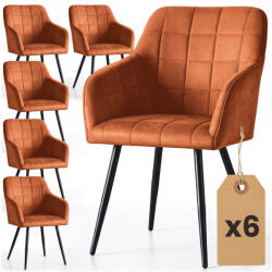 AKORD AKORD LUXANO kárpitozott szék welúr réz négyzetes steppelt fekete lábak 6 db-os szett (AKO-6xLUXANO-RUB)