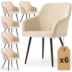 AKORD ESTELLE étkezőszék welúr bézs fekete lábakkal 6 db-os szett (AKO-6xESTELLE-BEB)