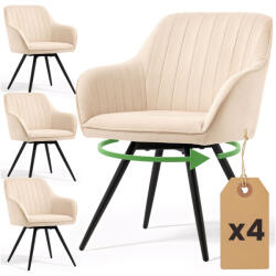 AKORD AKORD TURNO forgószék welur bézs függőleges varrással fekete lábakkal 4 db-os szett (AKO-4xTURNO-BEB)