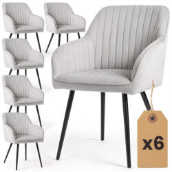 AKORD AKORD Florence Kárpitozott Étkezőszék Welúr Szürke Fekete Lábakkal 6 db (AKO-6xFLORENCE-GRB)