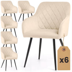 AKORD AKORD VELTO tapicerowane welurowe szék rombusz steppelt mintával bézs fekete lábakkal 6 db (AKO-6xVELTO-BEB)
