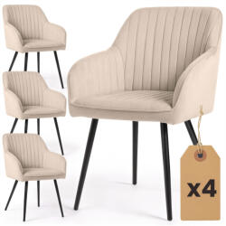 AKORD AKORD Florence Tapicerowane Krzesło Welurowe Beżowe Czarne Nogi 4 db (AKO-4xFLORENCE-BEB)