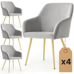 AKORD ESTELLE Étkezőszék Welur Szürke Arany Lábakkal (AKO-4xESTELLE-GRG)