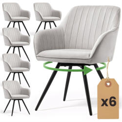 AKORD AKORD TURNO Forgószék Welur Szürke Fekete Lábakkal 6 db-os Szett (AKO-6xTURNO-GRB)