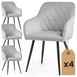 AKORD AKORD VELTO tapicerowane krzesło welur szary rombowe pikowanie czarne nogi 4 db (AKO-4xVELTO-GRB)