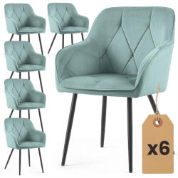 AKORD AKORD DIAMANTE kárpitozott szék welur türkiz fekete lábakkal 6 db-os szett (AKO-6xDIAMANTE-TUB)