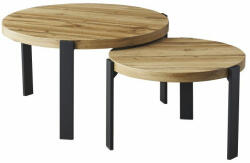 Signal Polo Artisan Kerek MDF Dohányzóasztal Készlet Tölgy/Fekete