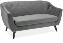 SIGNAL MEBLE Molly Elegance Kétszemélyes Bársony Kanapé Szürke Wenge Steppelt