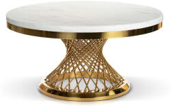Atreve Romance Luxus Márvány Dohányzóasztal Fehér Arany Csavart Lábbal