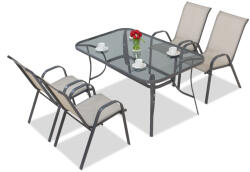 Garden Point Modena világosszürke étkezőgarnitúra 4 személyes Garden Point (GAP171-4)