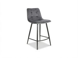  Scaun de bar gri MILA VELVET cu picioare negre