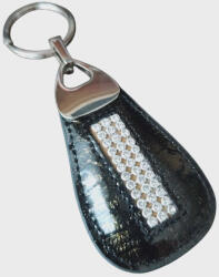 Zellia Női bőr kulcstartó kristályokkal díszítve fekete (z-3814-black)
