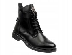 Potocki Női Bakancs Potocki 24-12179 Fekete Öko Bőr Fűzött Cipzáras (25-12179BK)