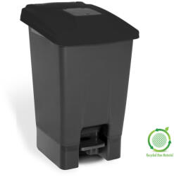 PLANET Szelektív hulladékgyűjtő konténer, műanyag, pedálos, antracit/fekete, 100L - shopbazis