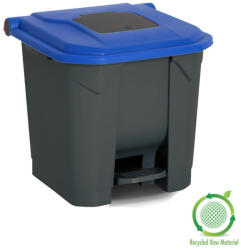 PLANET Szelektív hulladékgyűjtő konténer, műanyag, pedálos, antracit/kék, 30L - shopbazis