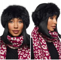 DEMUR Női Téli Sapka Téli meleg vastag beanie kötött szőrme fekete (czapki damskie ciepłe zimowe z dzianiny futra)