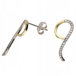 Lovrin Ezüst fülbevaló 925 aranyozott cirkóniákkal modern mintás divatos stift