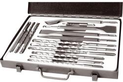 Extol betonfúró és véső klt. SDS PLUS; 14db, 5/110mm, 6, 8, 10/160mm, 8, 10, 12/210mm, 10, 12, 14/260mm, lapos 20, 40, hegyes, horony (23952) - szerszamshop24