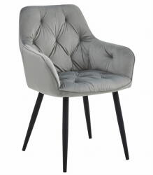 Klubfotel Elegáns bársony étkezőszék JORK, világosszürke