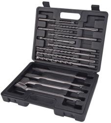 Extol betonfúró és véső klt. SDS PLUS; 13db, 6, 8, 10/160mm, 8, 10, 12/210mm, 10, 12, 14/260mm, lapos 20, 40/250mm, hegyes, horony (23951) - szerszamshop24