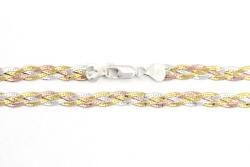 Ezüst karkötő 4 szállal fonott trikolor